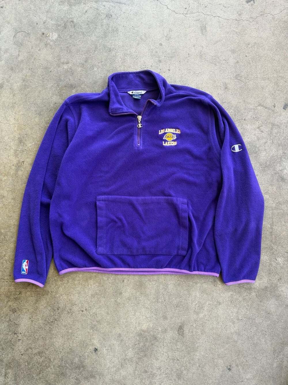 Vintage Champion Los Angeles Lakers NBA Quarter Zip Fleece Pullover XXL